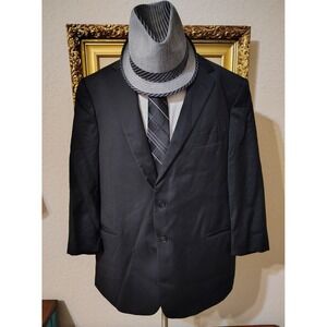 Joseph Abboud Reda Super 110s Wool Blazer Mens 48R Black Made in USA Sport Coat